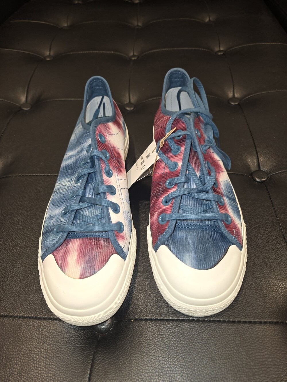 Adidas Nizza Tie-Dye Low-Top Sneakers in Blue and Red